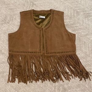 29 Porter Rd Leather Fringe Vest Large